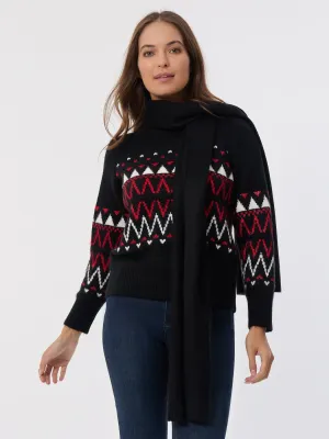 Crew Neck Scarf Sweater