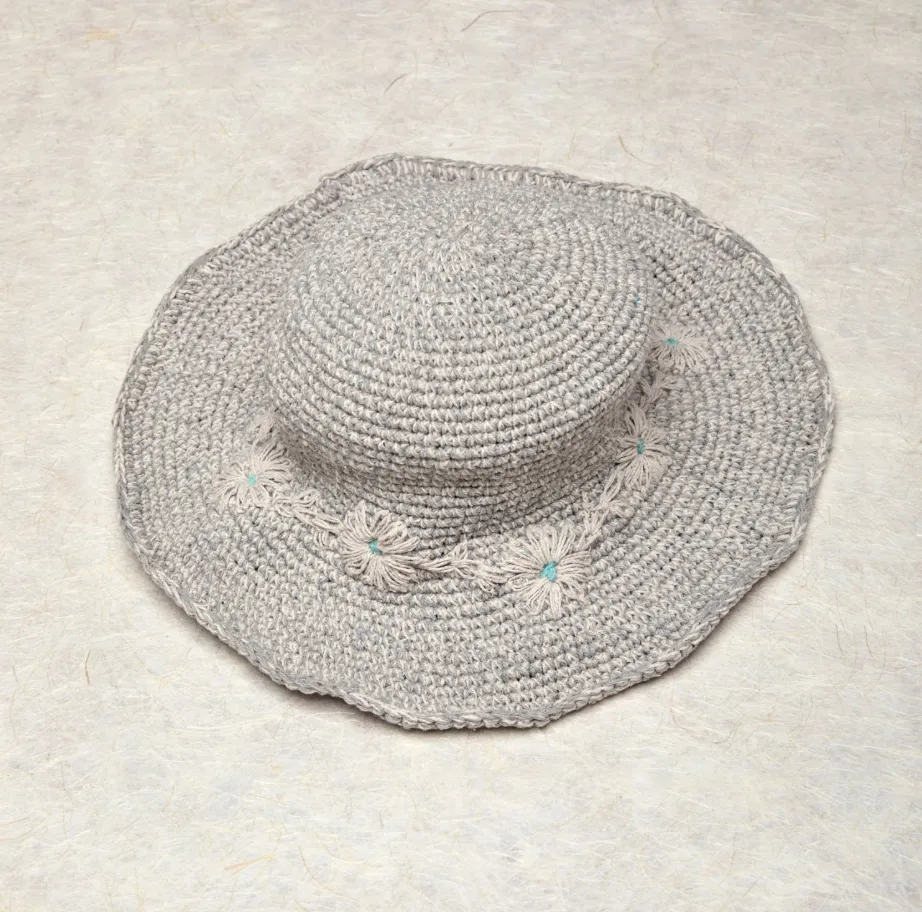 Crochet Fleur Natural Sun Hat UPF 35