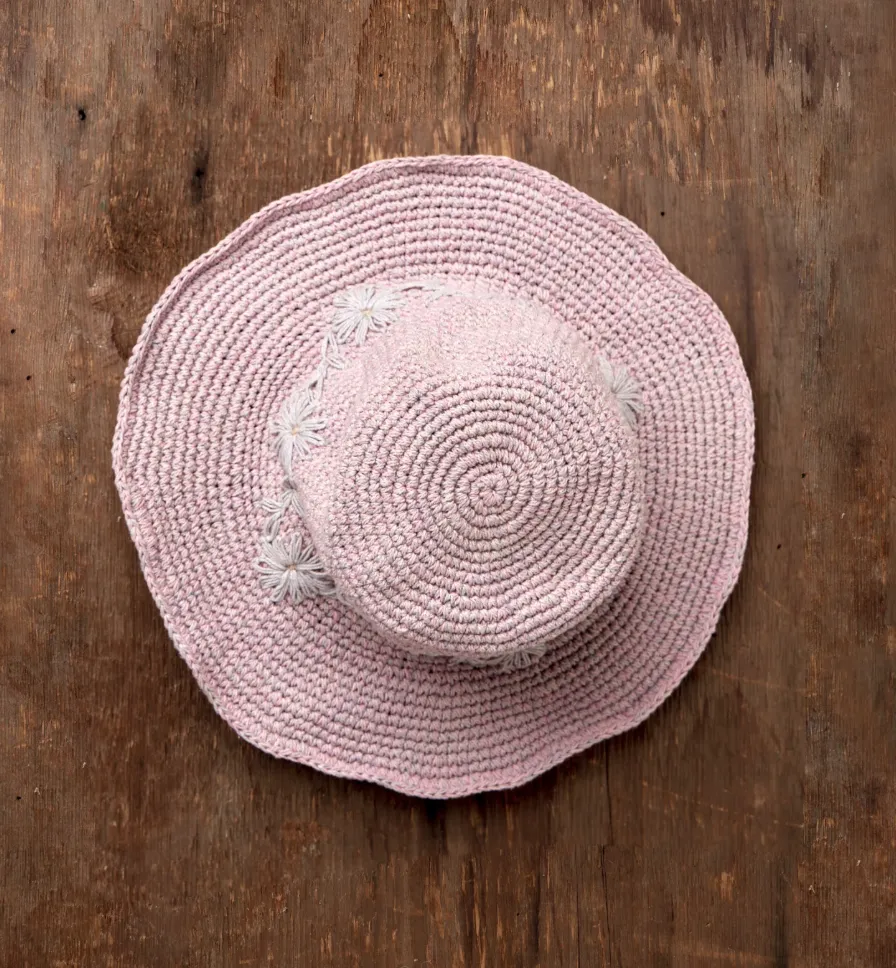 Crochet Fleur Natural Sun Hat UPF 35