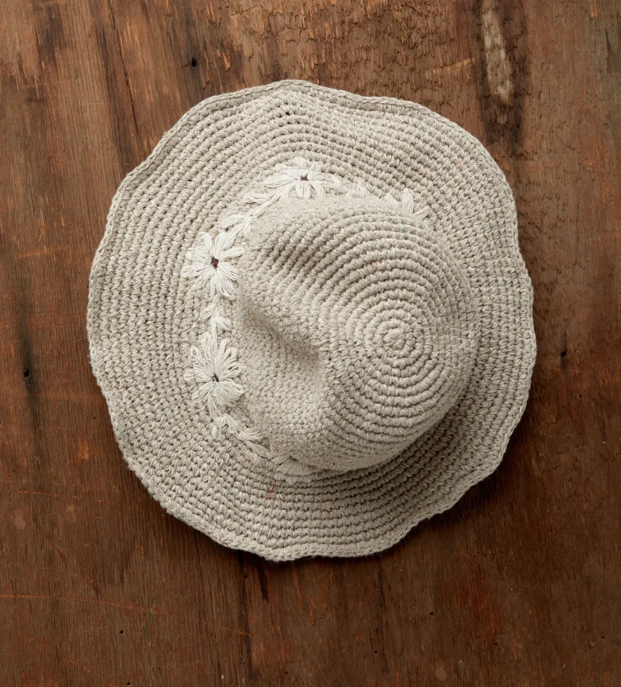 Crochet Fleur Natural Sun Hat UPF 35