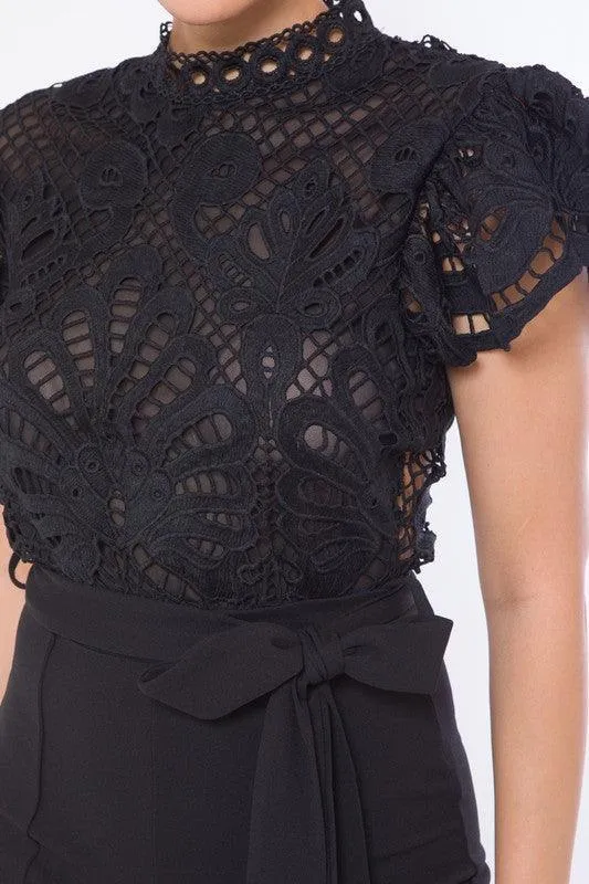 CROCHET TOP FASHION JUMPSUIT