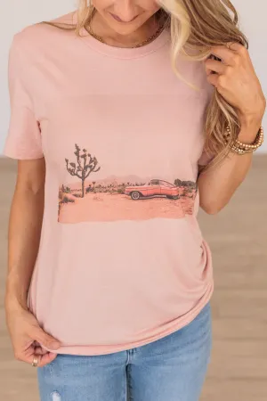 Cruisin' At Sunset Graphic Tee- Peach