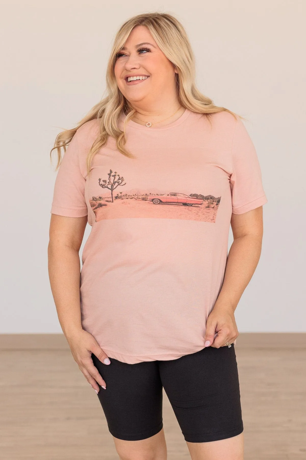 Cruisin' At Sunset Graphic Tee- Peach