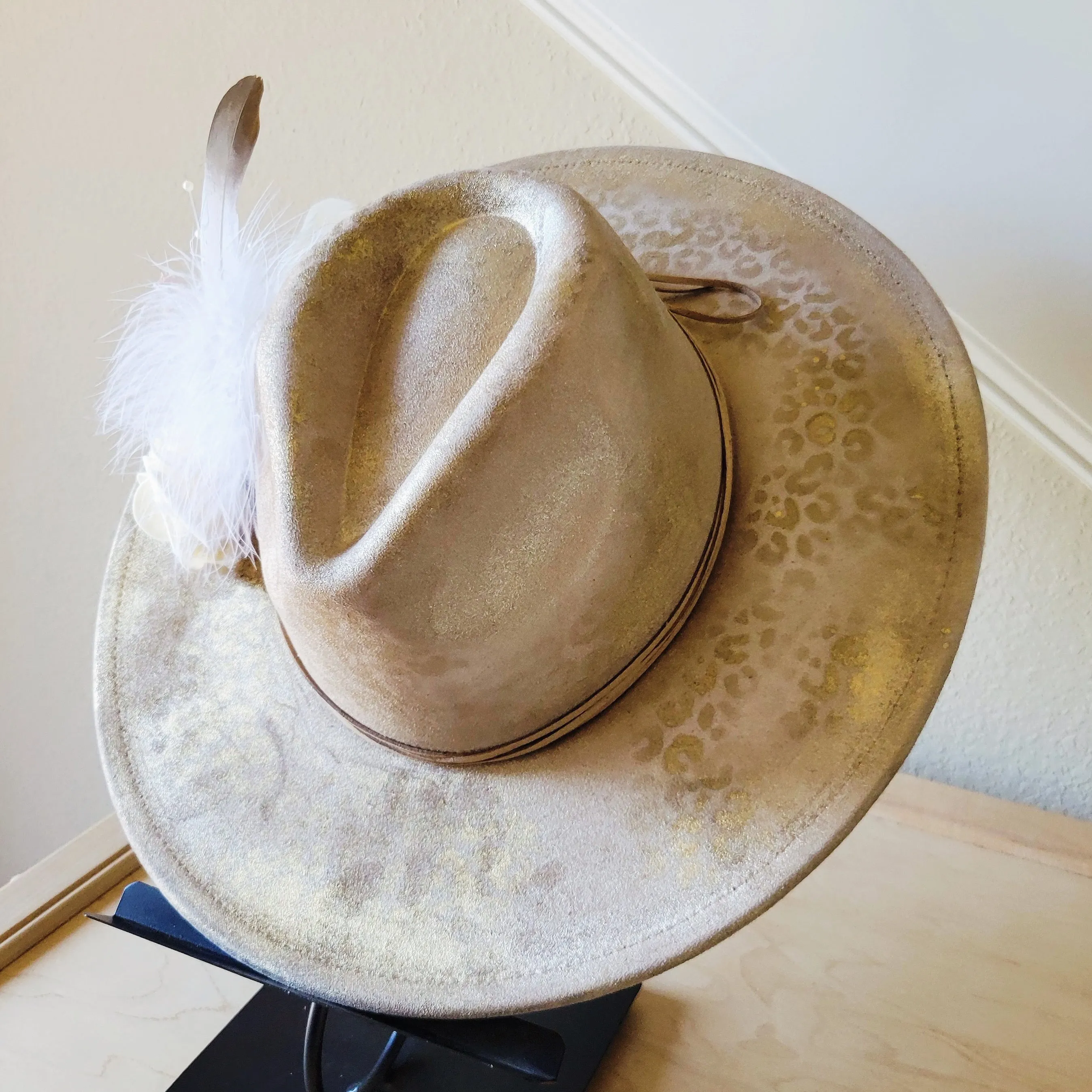 CUSTOM Hand-Painted Cowgirl Western Boho Hat & Band (A38)
