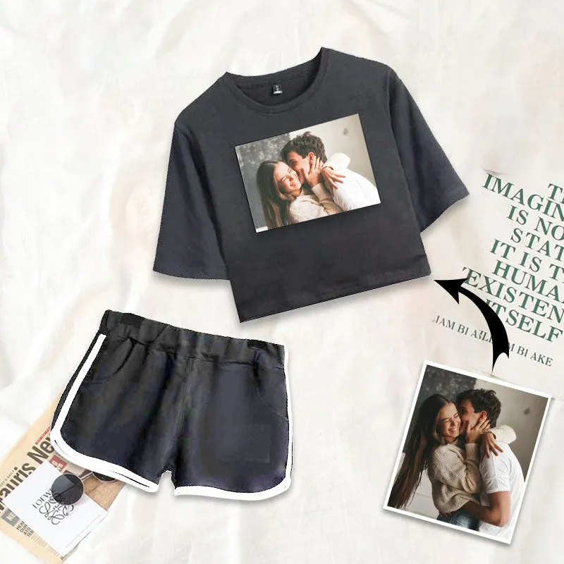 Custom Women's Sportswear Cropped T-shirt & Shorts Set Kids' Activewear