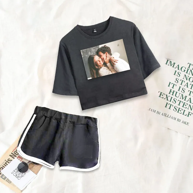 Custom Women's Sportswear Cropped T-shirt & Shorts Set Kids' Activewear