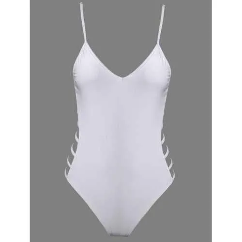 Cut Out Strappy Bodysuit - White 2xl