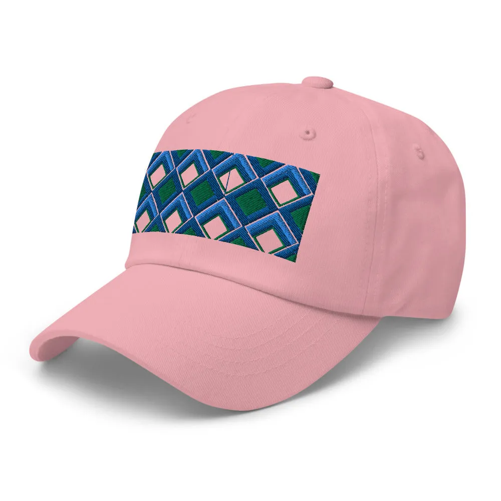 Dad Hat | 60s Blue Diamonds | Geometric Glam