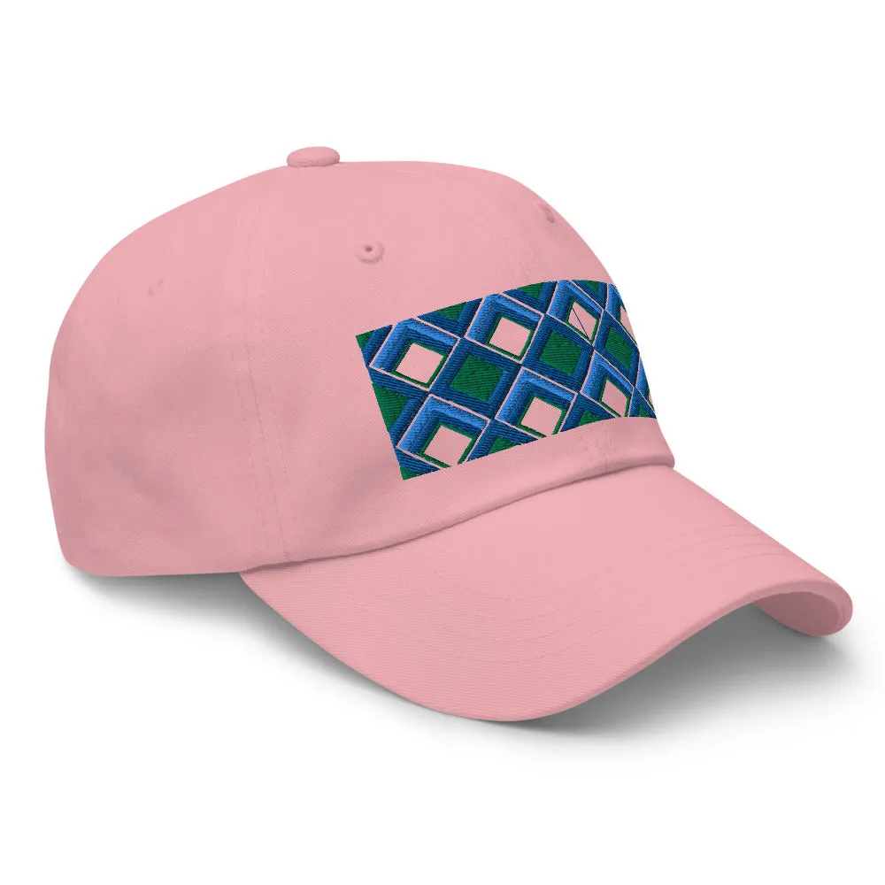 Dad Hat | 60s Blue Diamonds | Geometric Glam