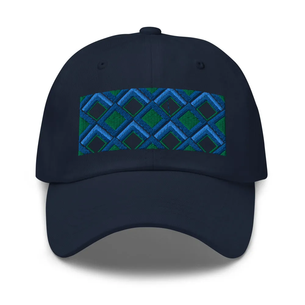 Dad Hat | 60s Blue Diamonds | Geometric Glam