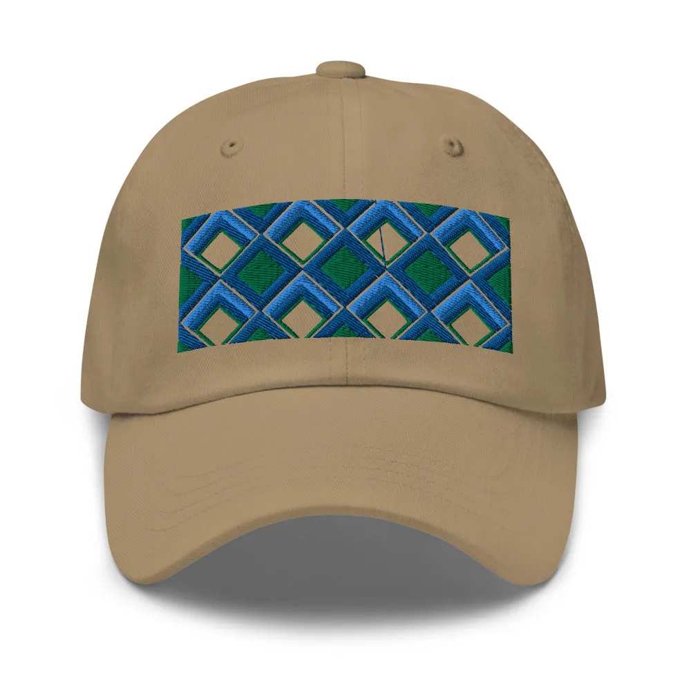Dad Hat | 60s Blue Diamonds | Geometric Glam