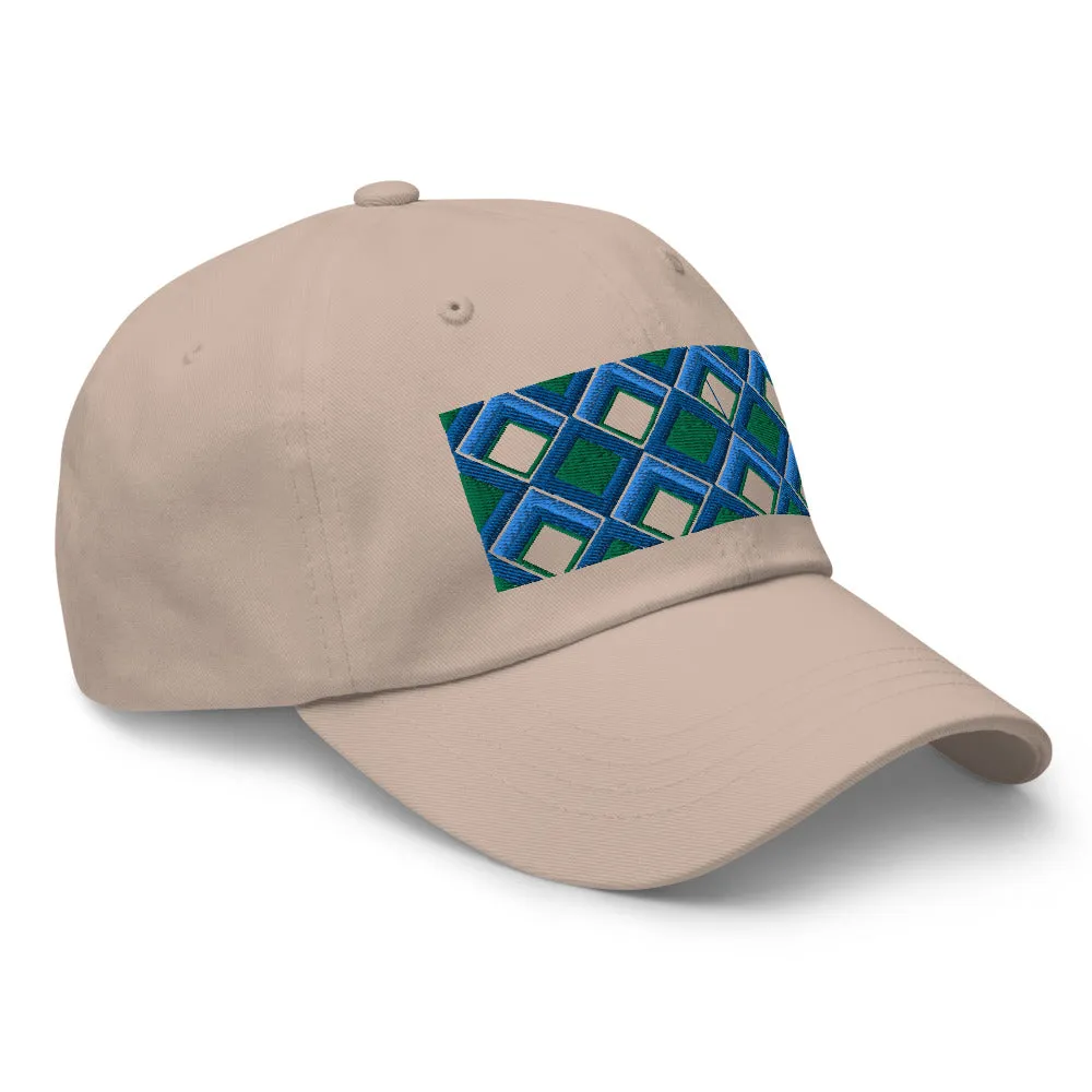 Dad Hat | 60s Blue Diamonds | Geometric Glam