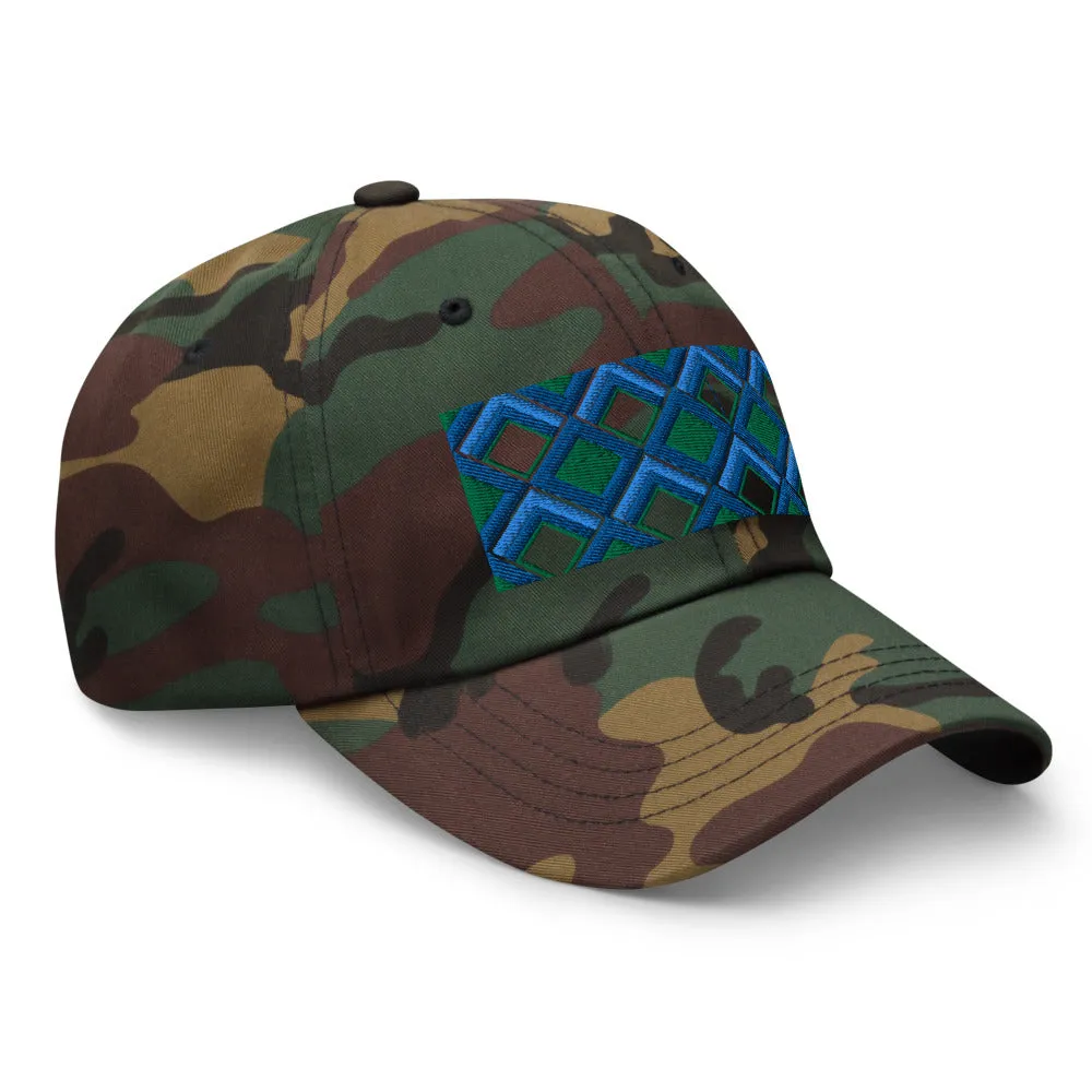 Dad Hat | 60s Blue Diamonds | Geometric Glam