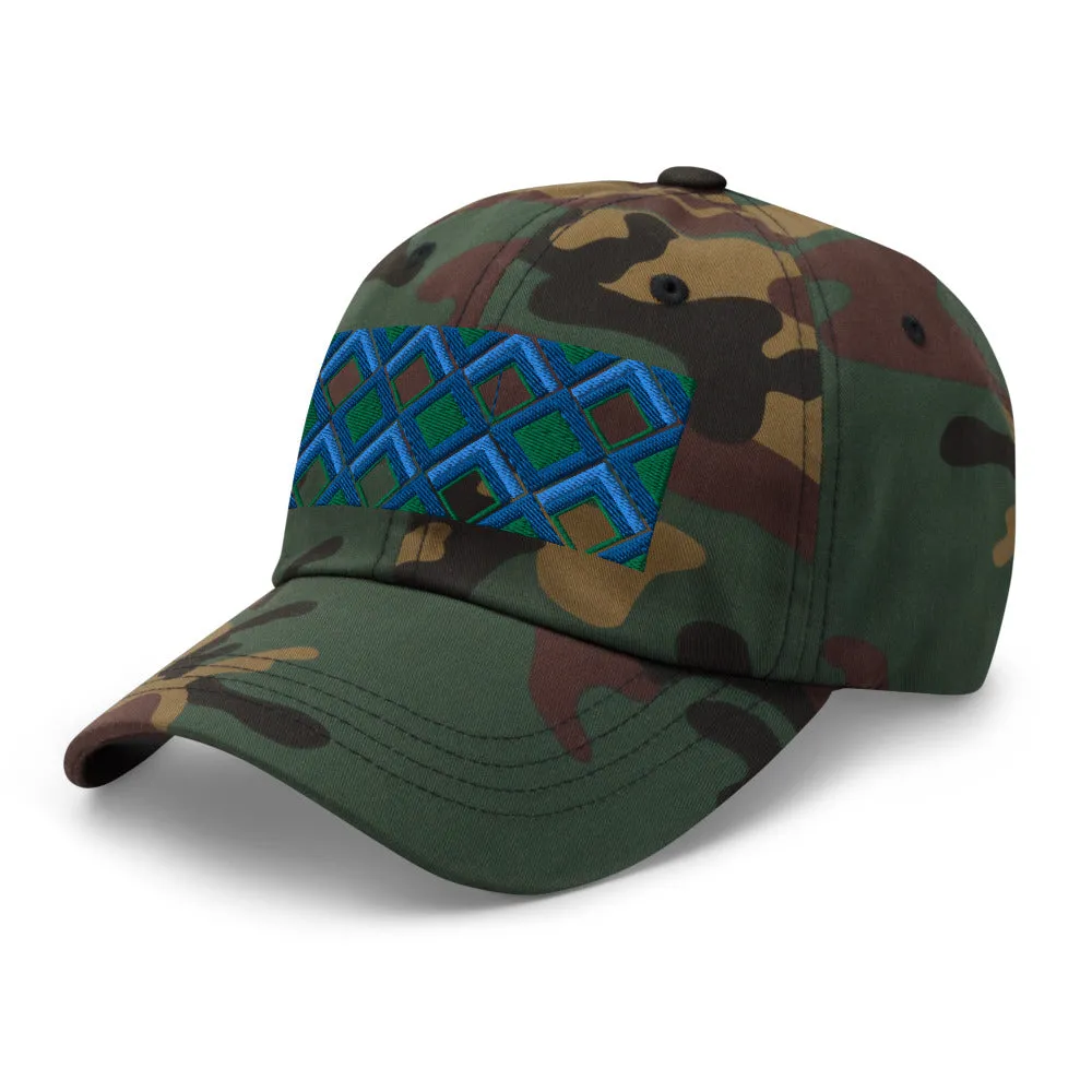 Dad Hat | 60s Blue Diamonds | Geometric Glam