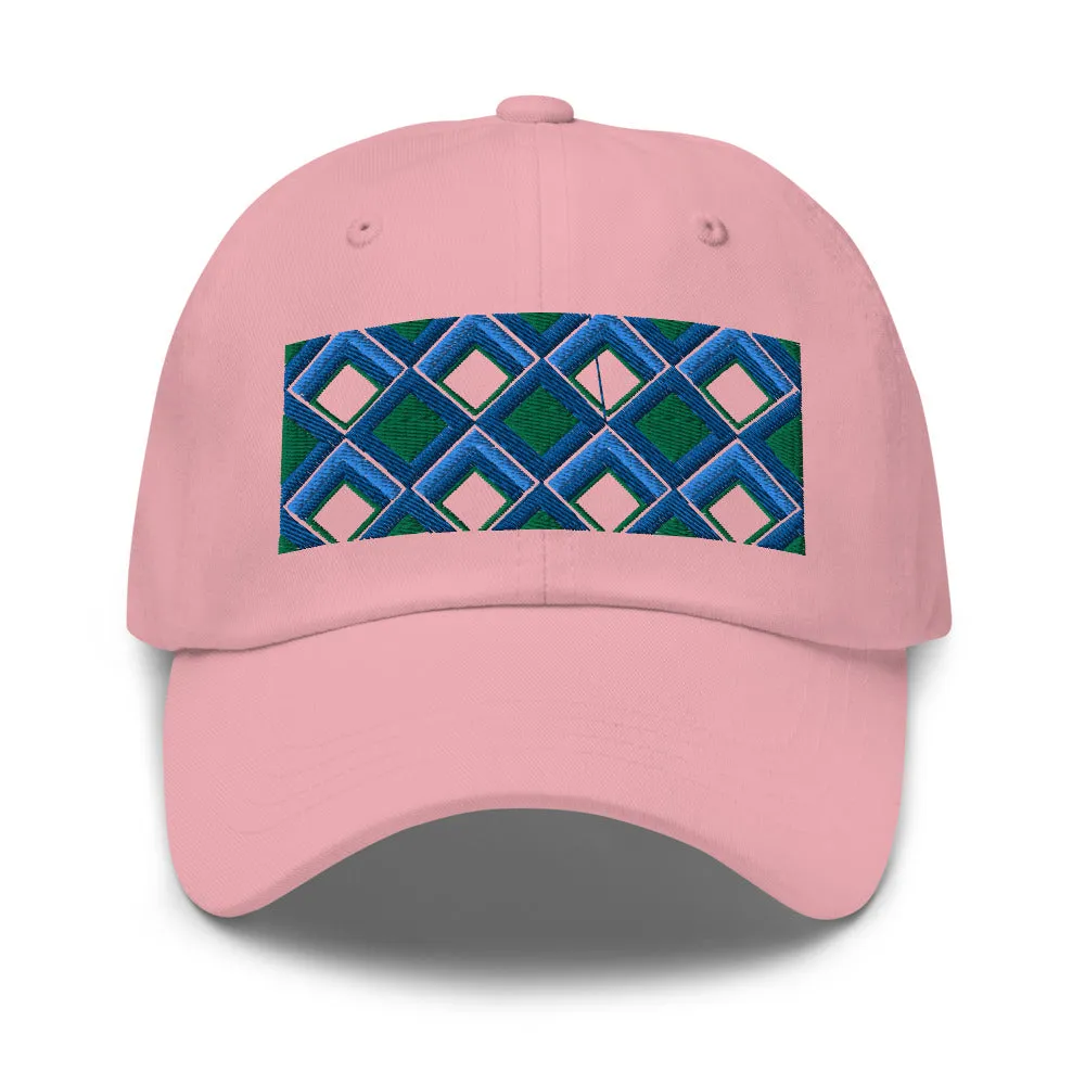 Dad Hat | 60s Blue Diamonds | Geometric Glam