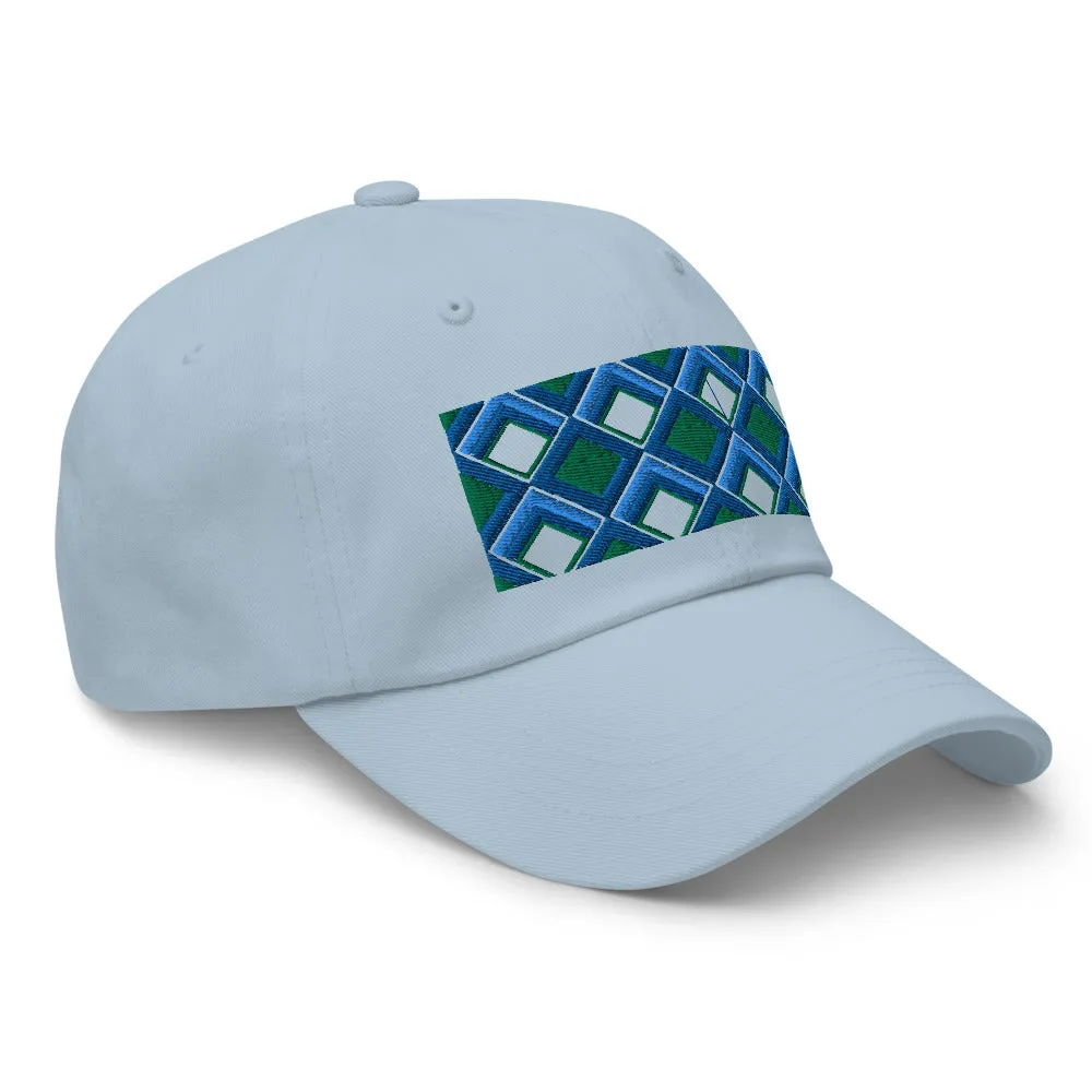 Dad Hat | 60s Blue Diamonds | Geometric Glam
