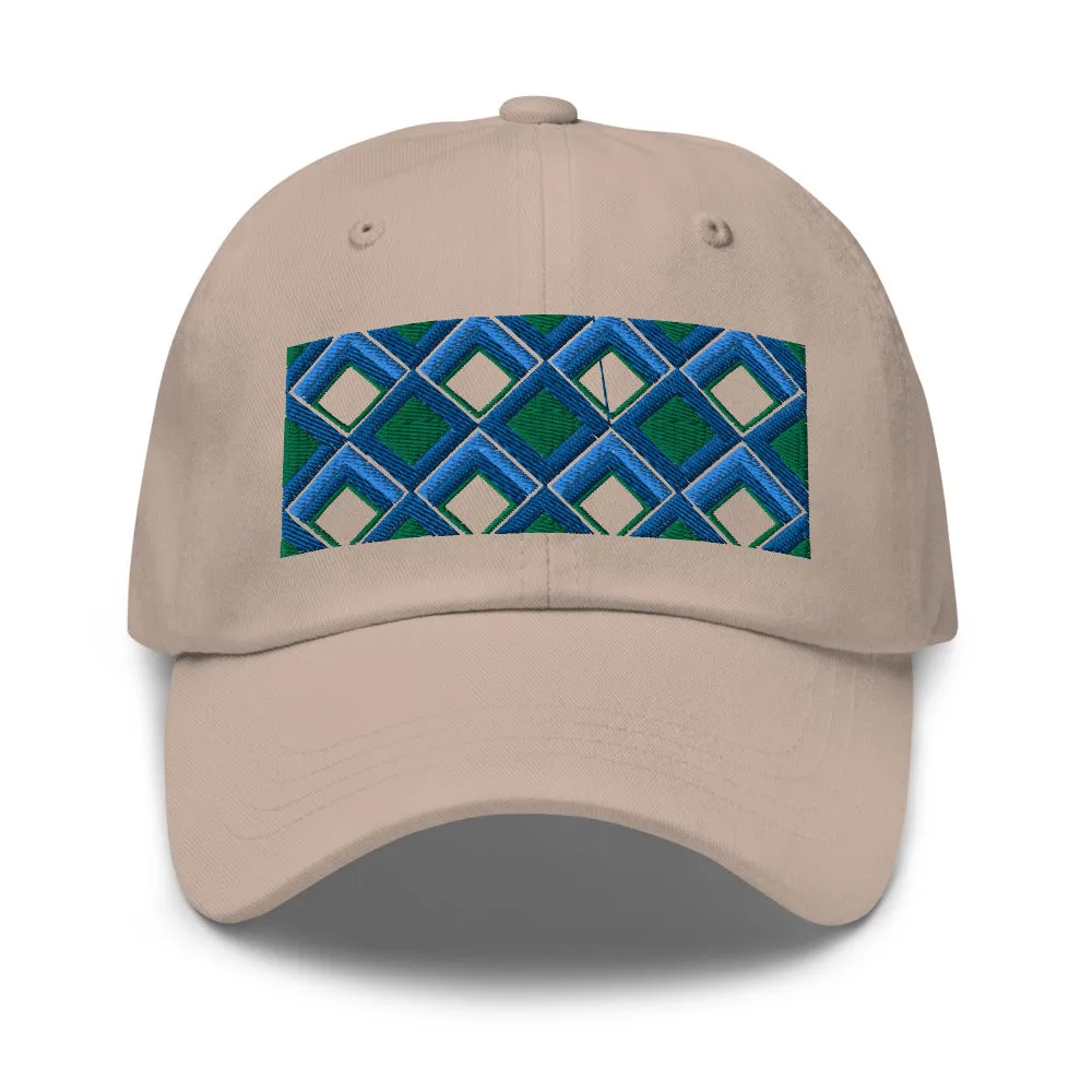 Dad Hat | 60s Blue Diamonds | Geometric Glam