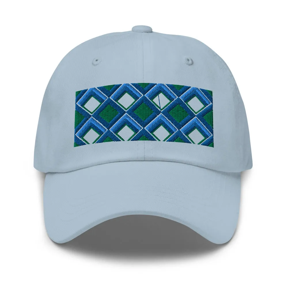 Dad Hat | 60s Blue Diamonds | Geometric Glam