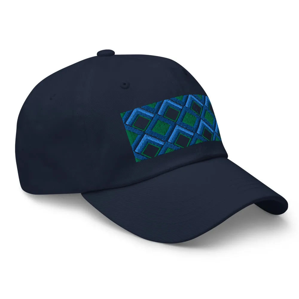 Dad Hat | 60s Blue Diamonds | Geometric Glam