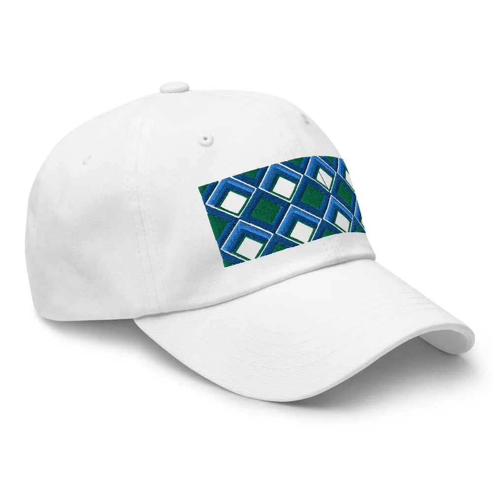 Dad Hat | 60s Blue Diamonds | Geometric Glam