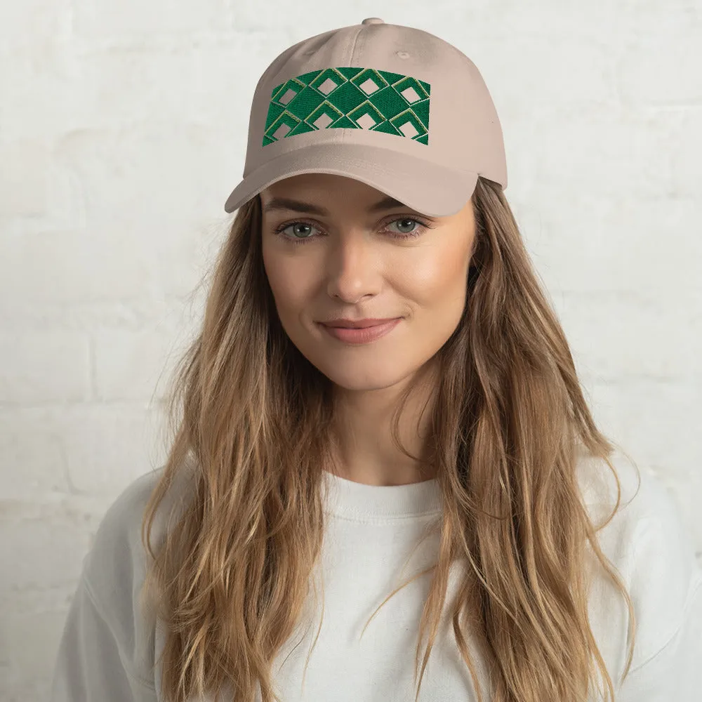 Dad Hat | 60s Green Diamonds | Geometric Glam