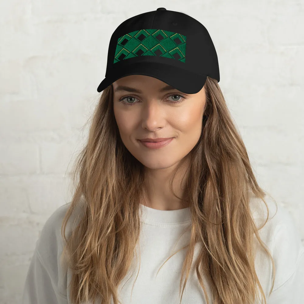 Dad Hat | 60s Green Diamonds | Geometric Glam
