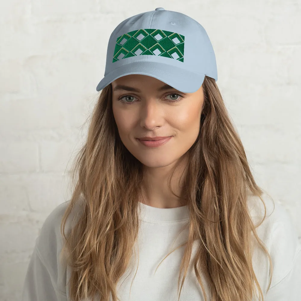 Dad Hat | 60s Green Diamonds | Geometric Glam