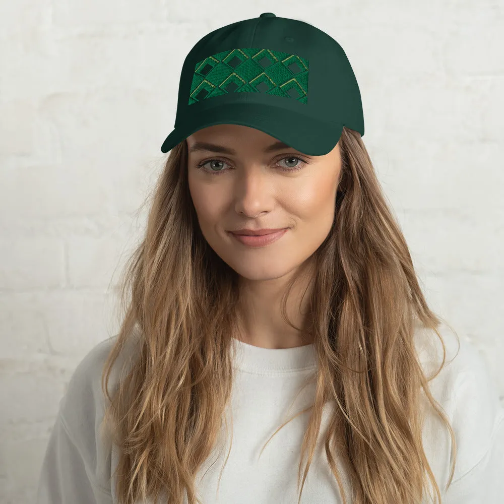 Dad Hat | 60s Green Diamonds | Geometric Glam