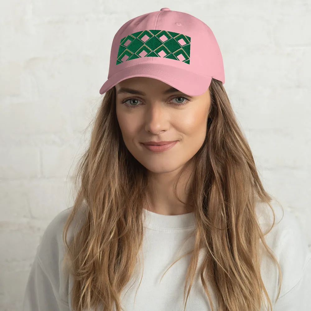 Dad Hat | 60s Green Diamonds | Geometric Glam