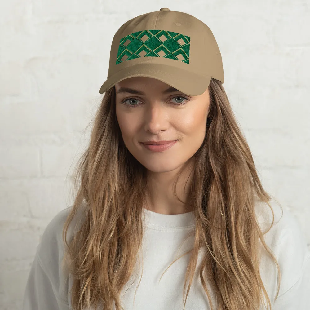 Dad Hat | 60s Green Diamonds | Geometric Glam