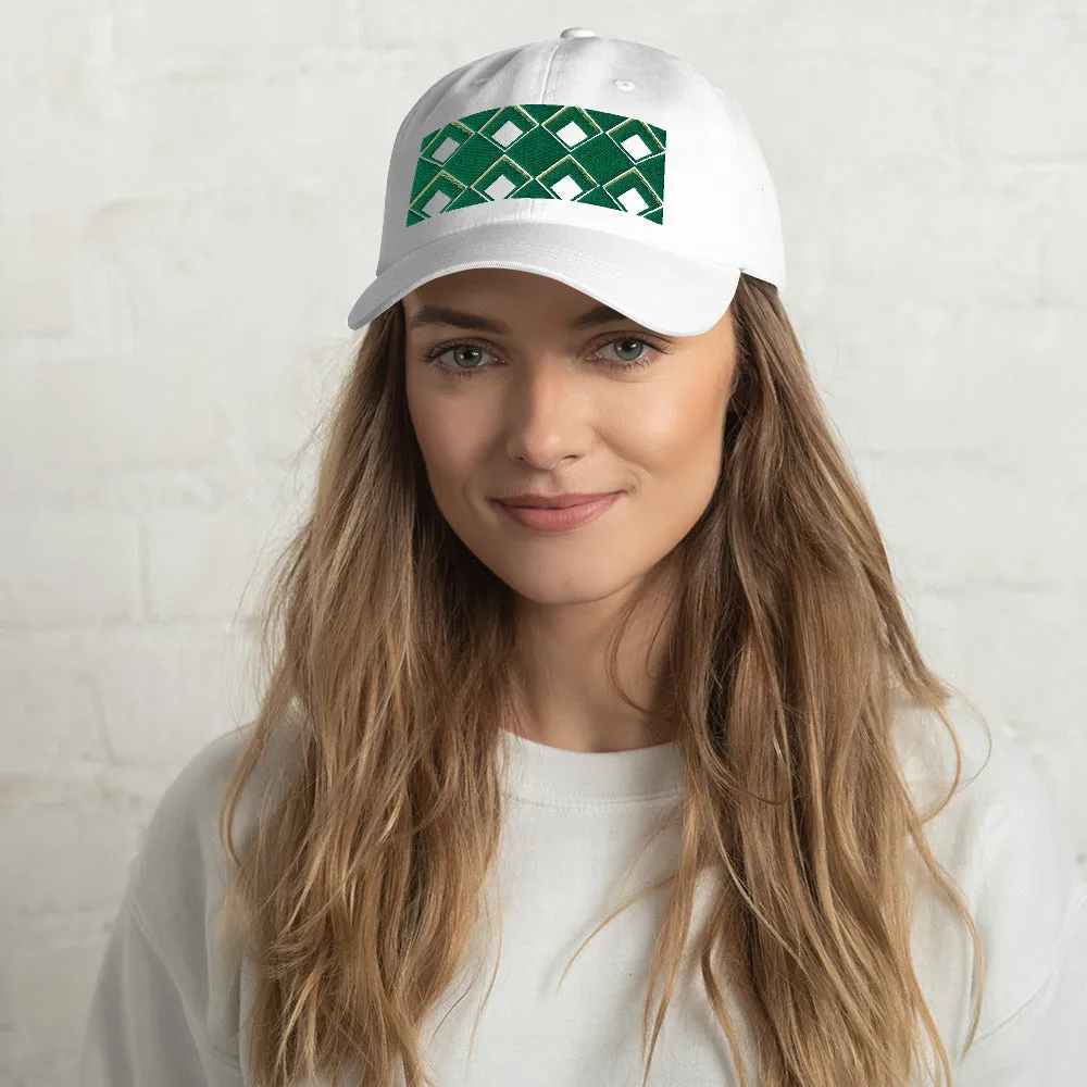 Dad Hat | 60s Green Diamonds | Geometric Glam