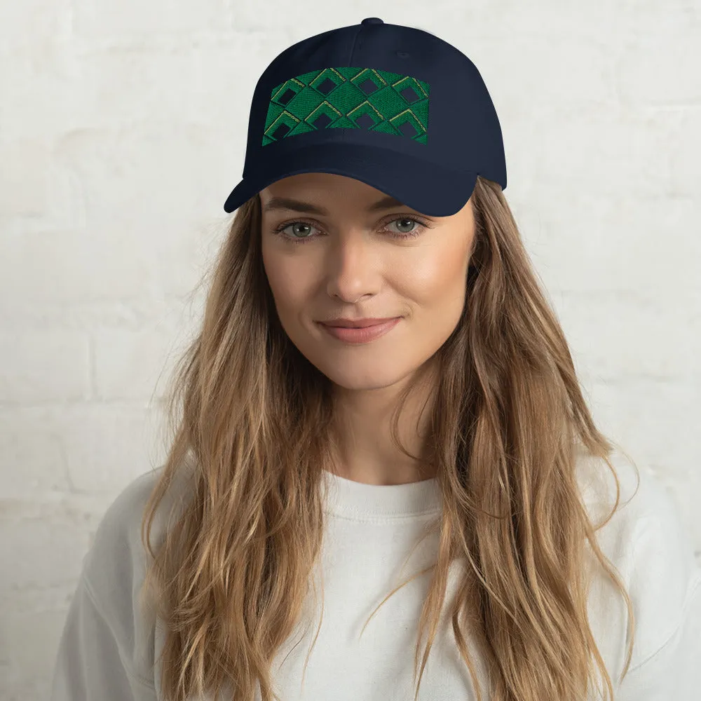 Dad Hat | 60s Green Diamonds | Geometric Glam