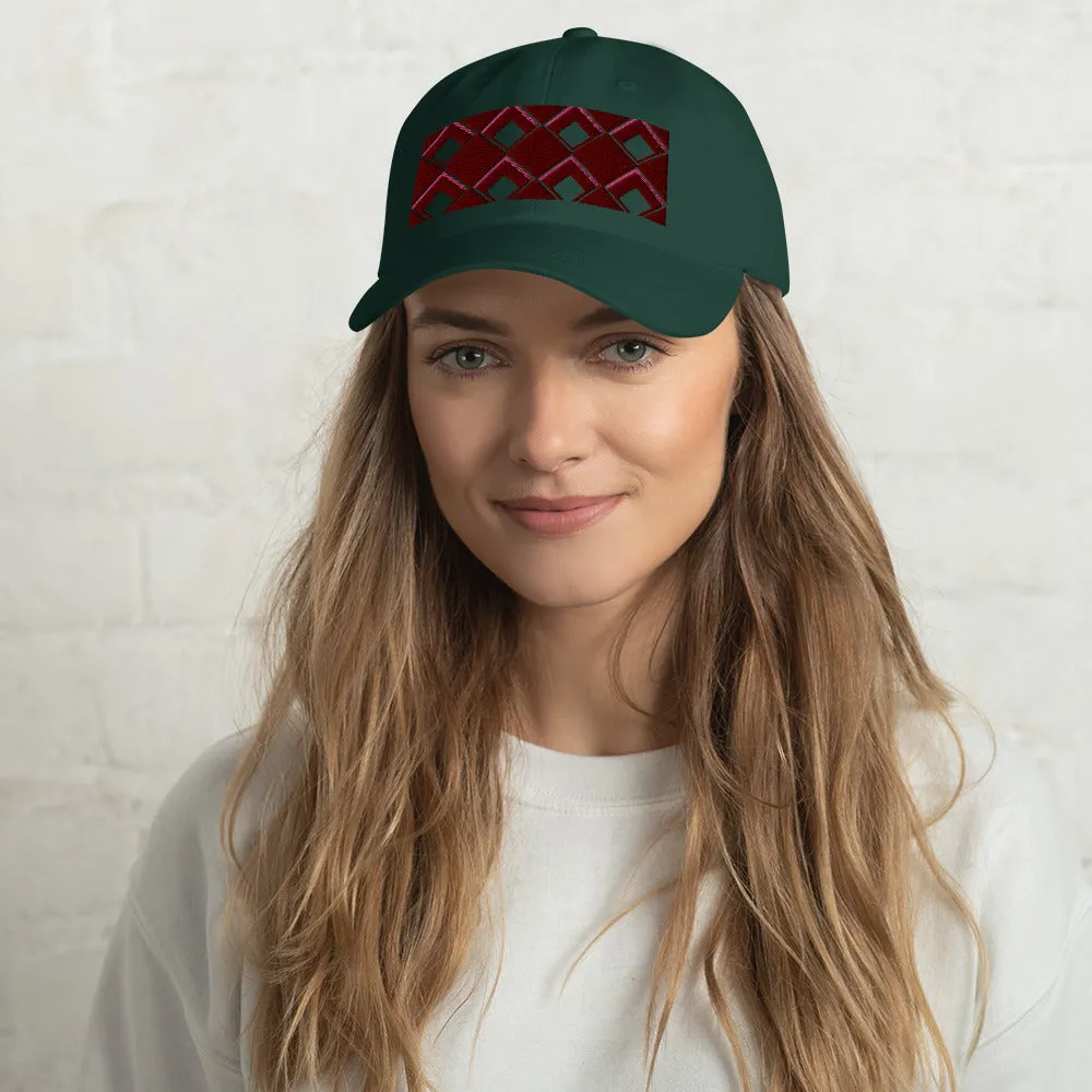 Dad Hat | 60s Red Diamonds | Geometric Glam