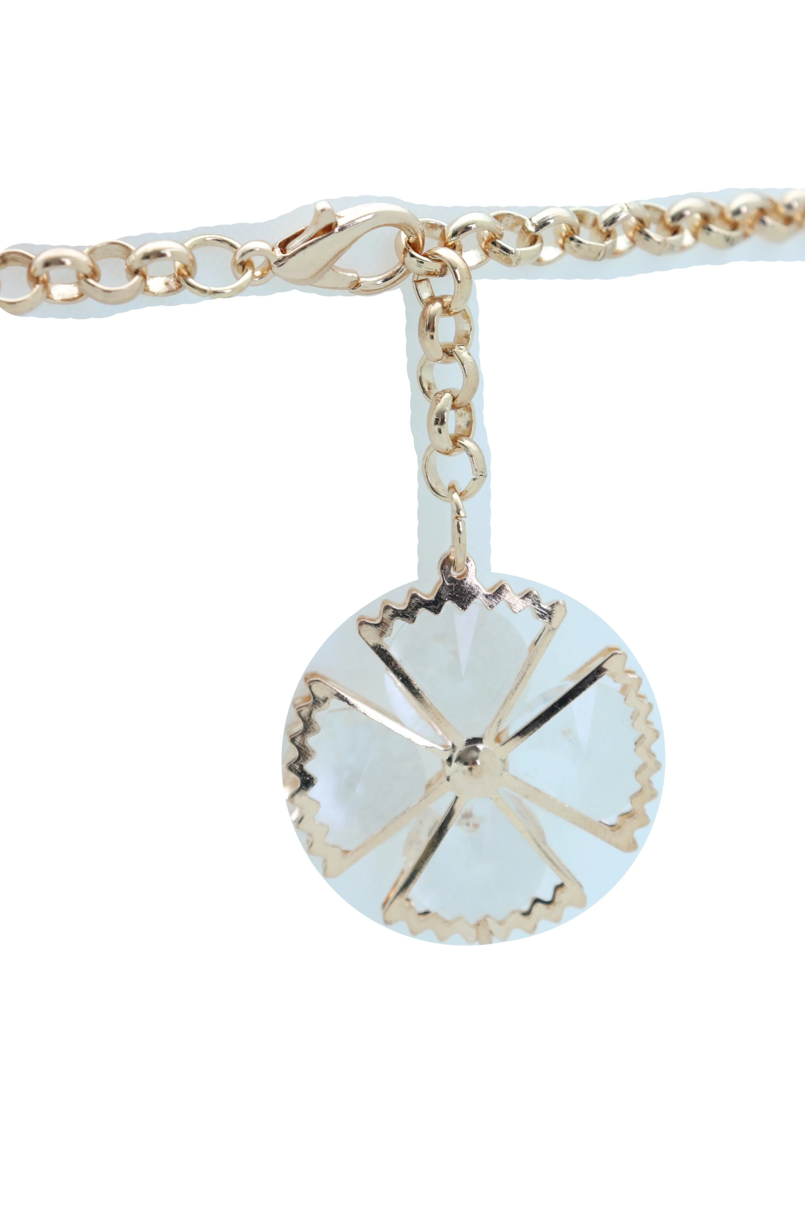 Dangle Flower Charm Skinny Gold Metal Chain Link Belt