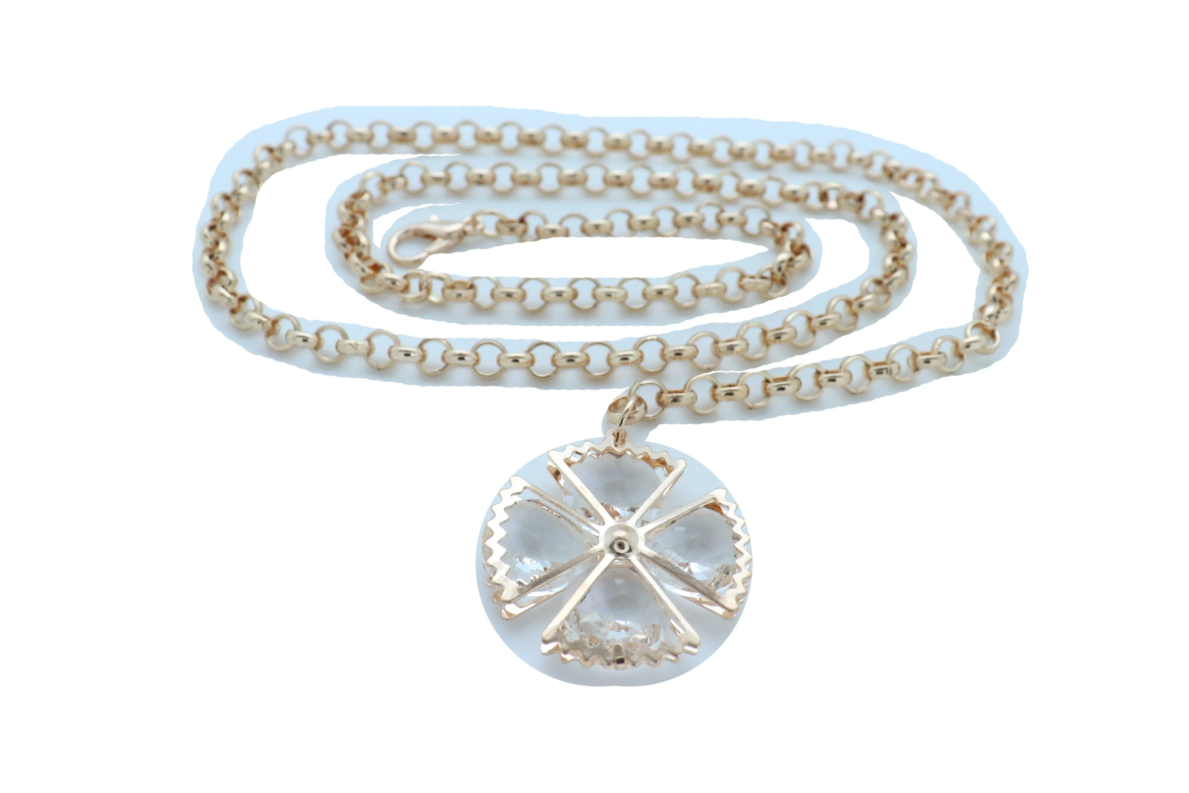Dangle Flower Charm Skinny Gold Metal Chain Link Belt