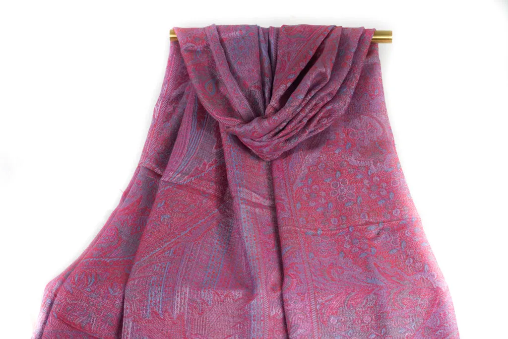Deep Magenta Garden Paisley Pashmina Scarf Bohemian Shawl