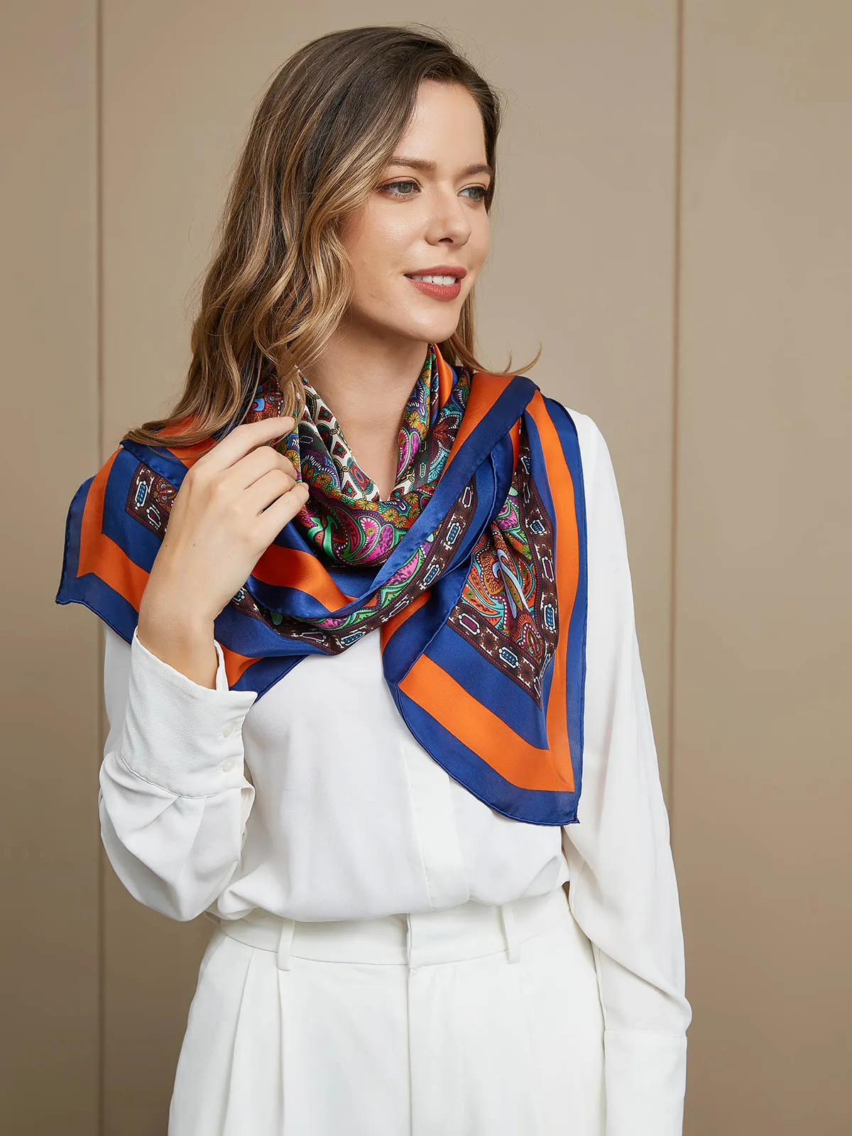 Della - Vibrant Woven Texture Woman's Square Scarf