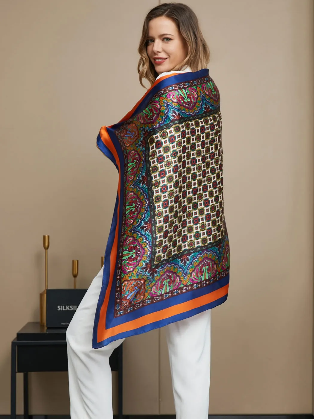 Della - Vibrant Woven Texture Woman's Square Scarf