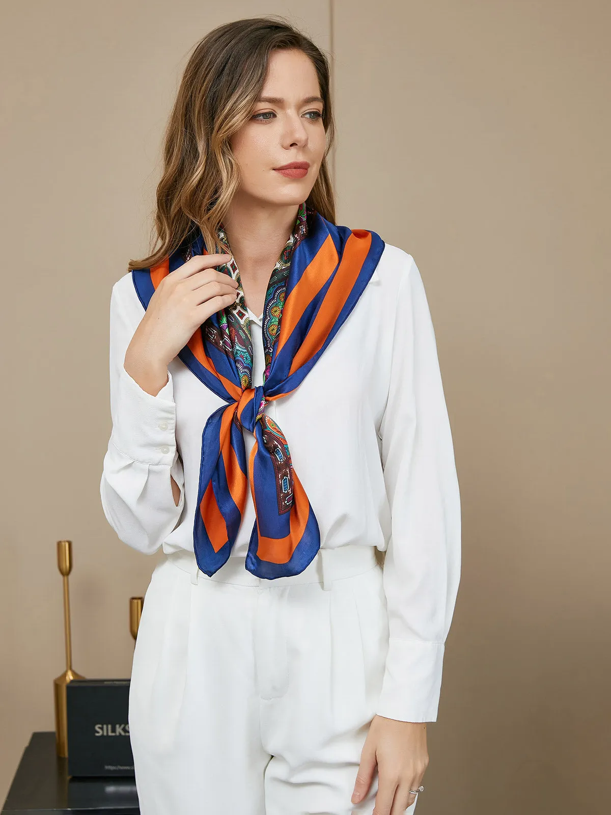 Della - Vibrant Woven Texture Woman's Square Scarf