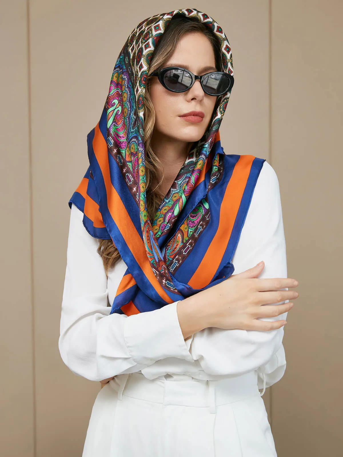 Della - Vibrant Woven Texture Woman's Square Scarf
