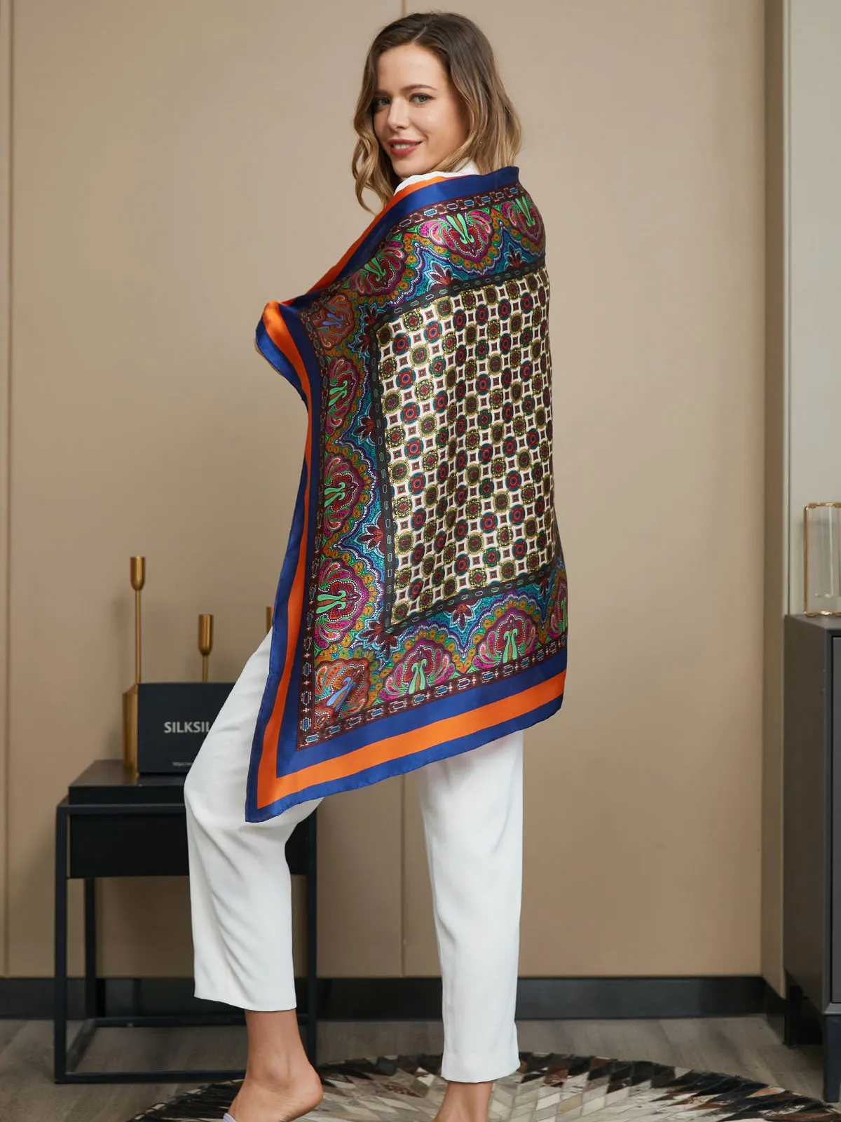 Della - Vibrant Woven Texture Woman's Square Scarf