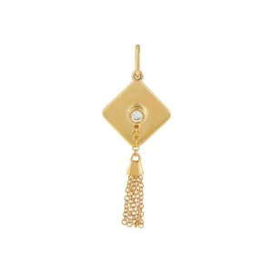 Diamond Grad Hat With Tassel Charm 14K