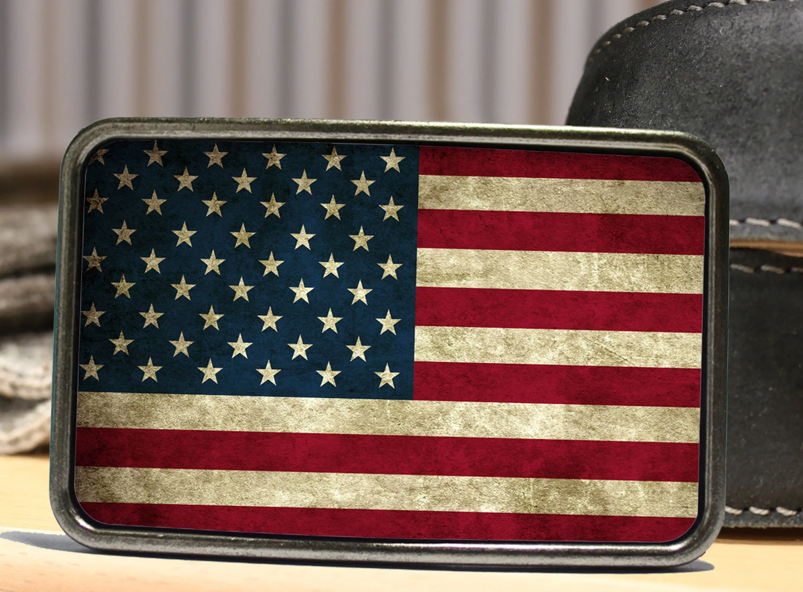 Distressed American Flag Belt Buckle