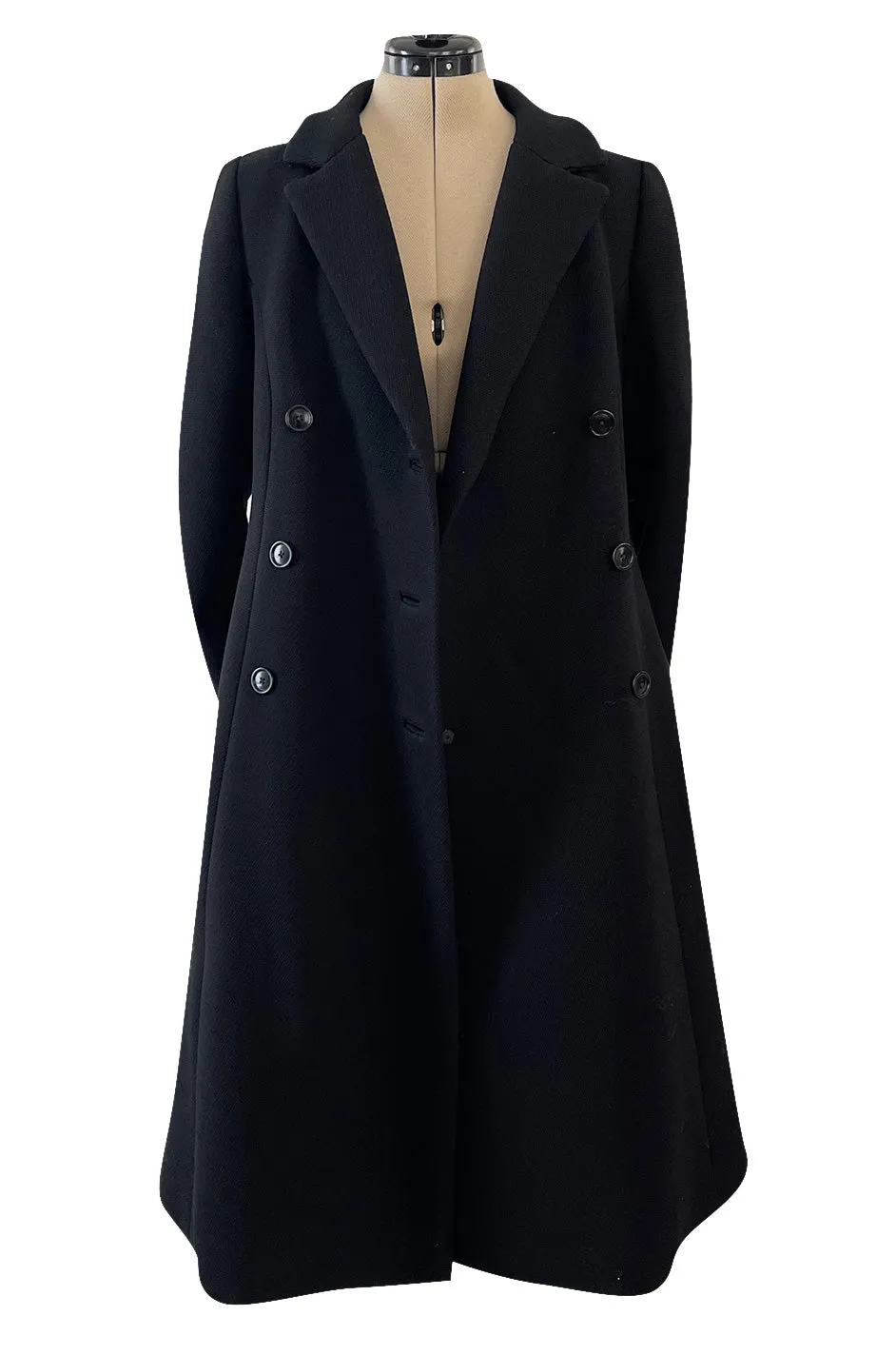 Documented Fall 1959 Givenchy by Hubert de Givenchy Haute Couture Chic Black Wool Coat
