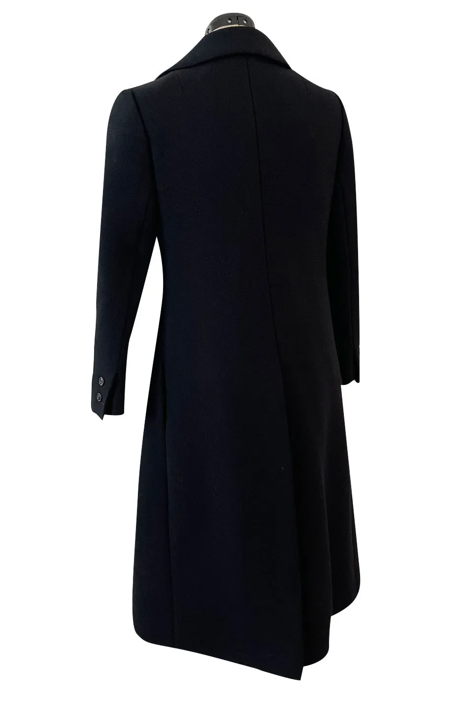 Documented Fall 1959 Givenchy by Hubert de Givenchy Haute Couture Chic Black Wool Coat