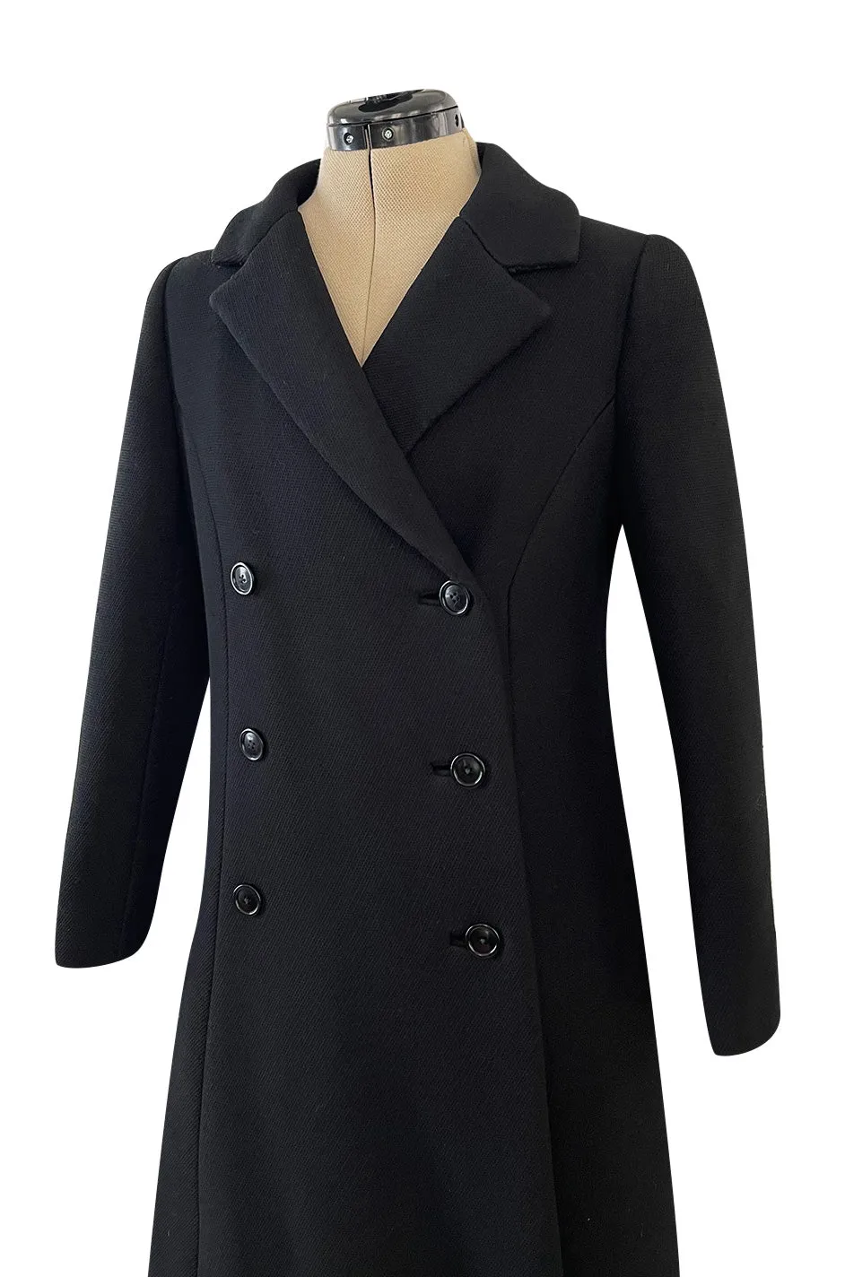 Documented Fall 1959 Givenchy by Hubert de Givenchy Haute Couture Chic Black Wool Coat
