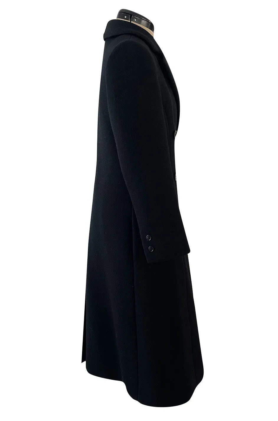 Documented Fall 1959 Givenchy by Hubert de Givenchy Haute Couture Chic Black Wool Coat