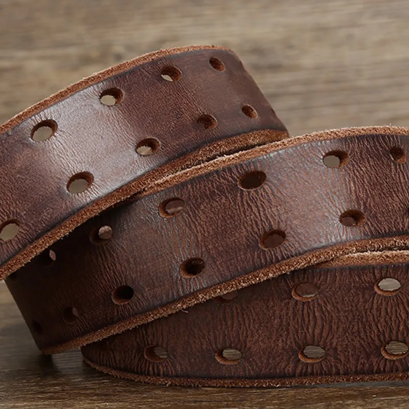 Double Prong Buckle Western 2 Holes Leather Belt