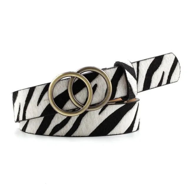 Double Ring Women Belt Fashion Waist Belt PU Leather Metal Buckle Heart Pin Belts For Ladies Leisure Dress Jeans Wild Waistband