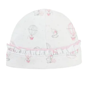 Dreamy Air Balloons Pink Printed Hat with Ruffle